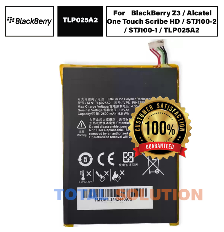100% Original Brand New BlackBerry Alcatel One Touch Scribe HD / STJ100-2 / STJ100-1 / TLP025A2 Battery