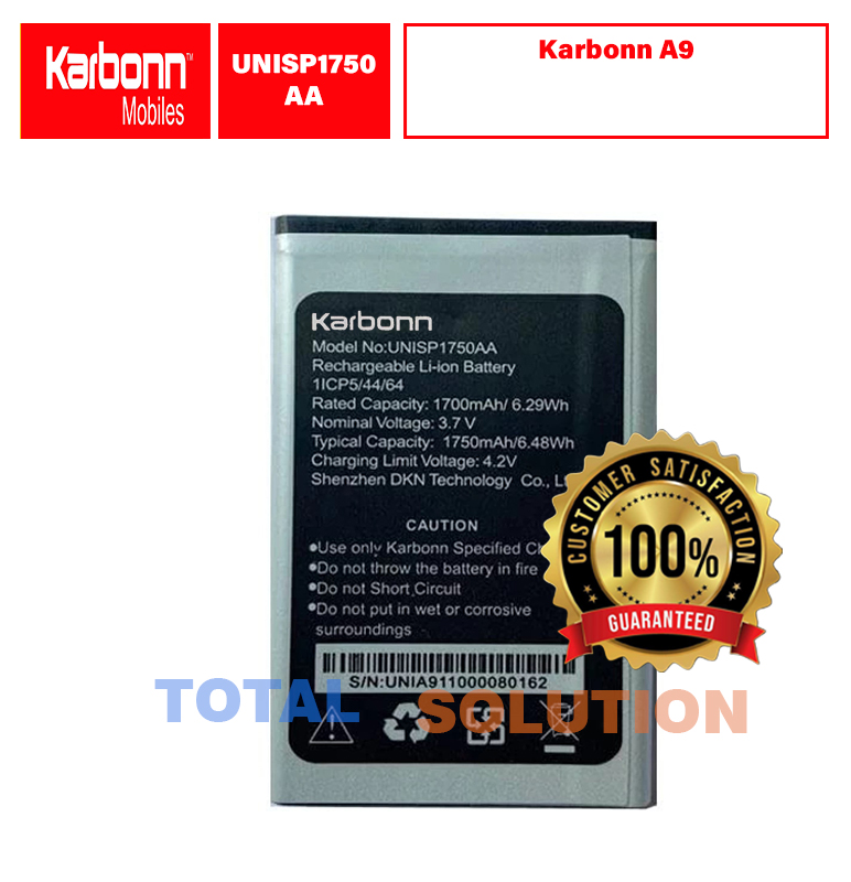 Karbonn A9 Indian Battery Model UNISP1750AA 1700mAh