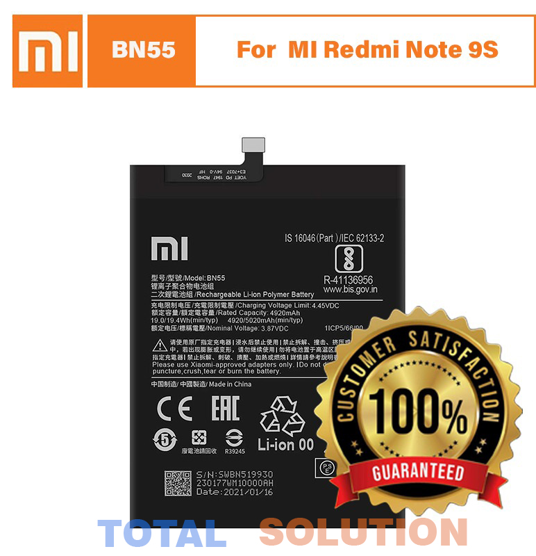 100% Original Brand New Xiaomi Mi Redmi Note 9S Battery BN55 5020mAh 6 months warranty