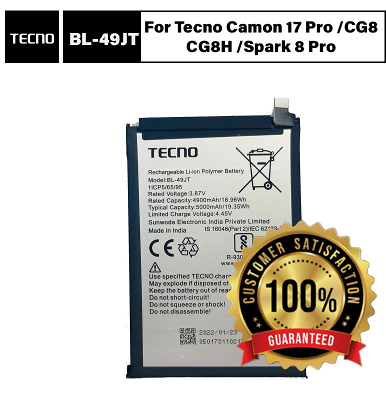 Original BL-49JT Battery For Camon 17 Pro /CG8 CG8H /Spark 8 Pro
