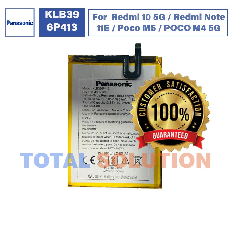 Original Panasonic KLB396P413 Battery For Panasonic Eluga Ray 610 Mobile - 4010mAh