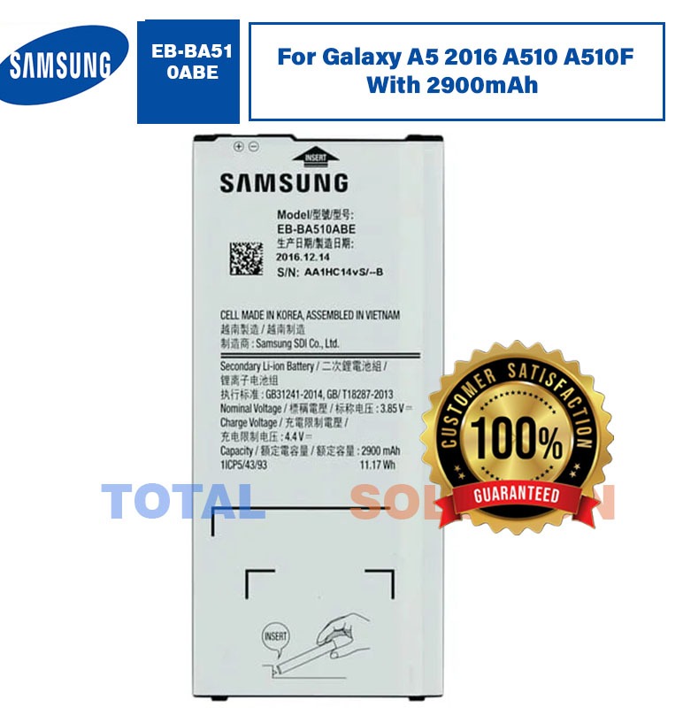 Original Samsung EB-BA510ABE Battery For Galaxy A5 2016 A510 A510F With 2900mAh