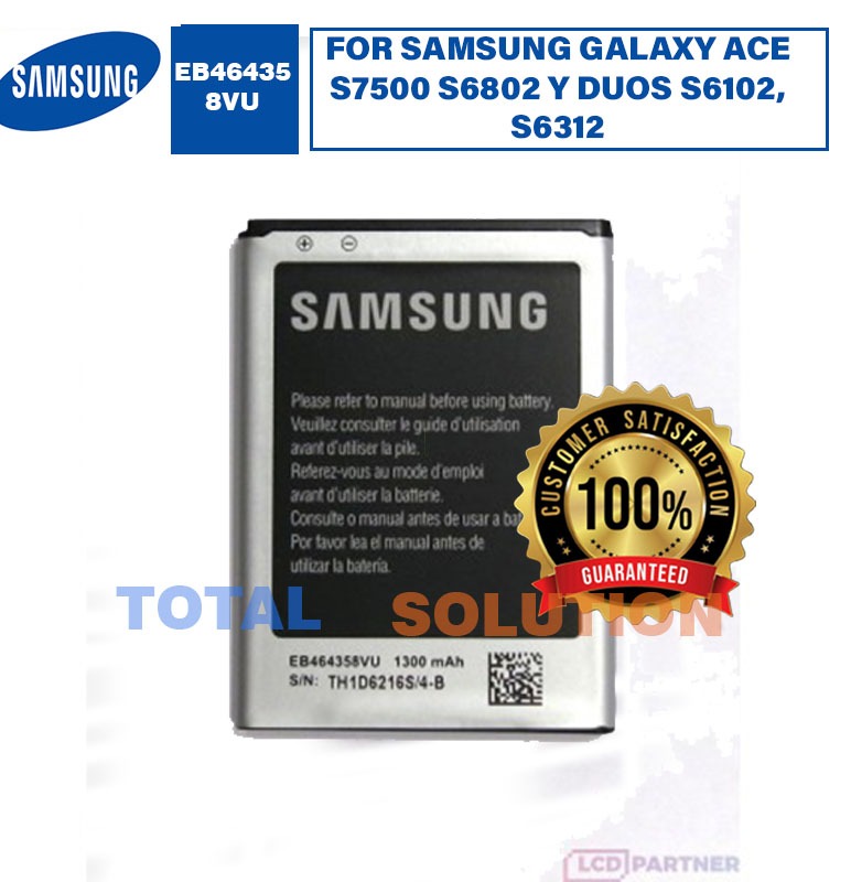 ORIGINAL EB464358VU BATTERY FOR SAMSUNG GALAXY ACE S7500 S6802 S6102, S6312 etc.