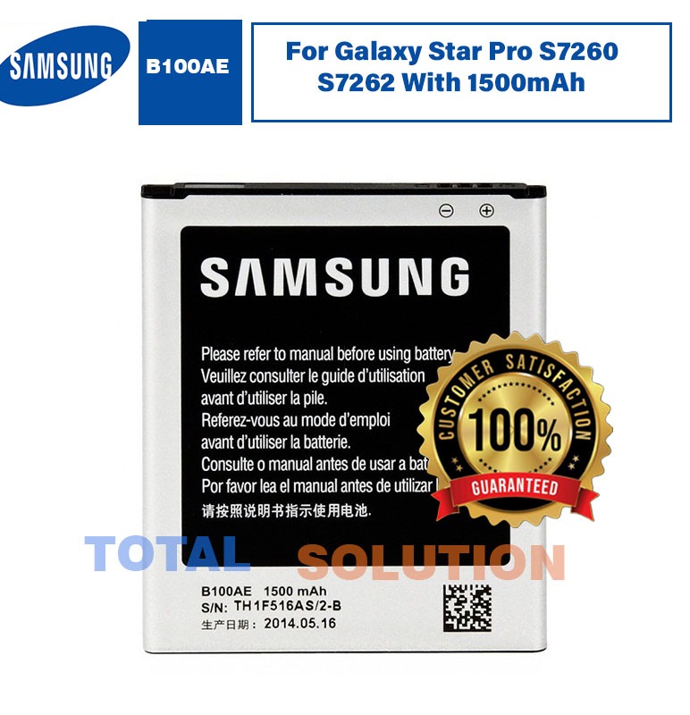 Original Samsung B100AE Battery For Galaxy Star Pro S7260 S7262 With 1500mAh