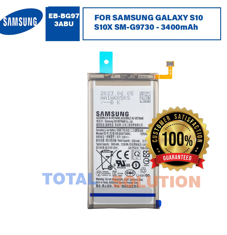 100%Original Samsung EB-BG973ABU Battery For Samsung Galaxy S10 SM-G9730 Mobile - 3400mAh