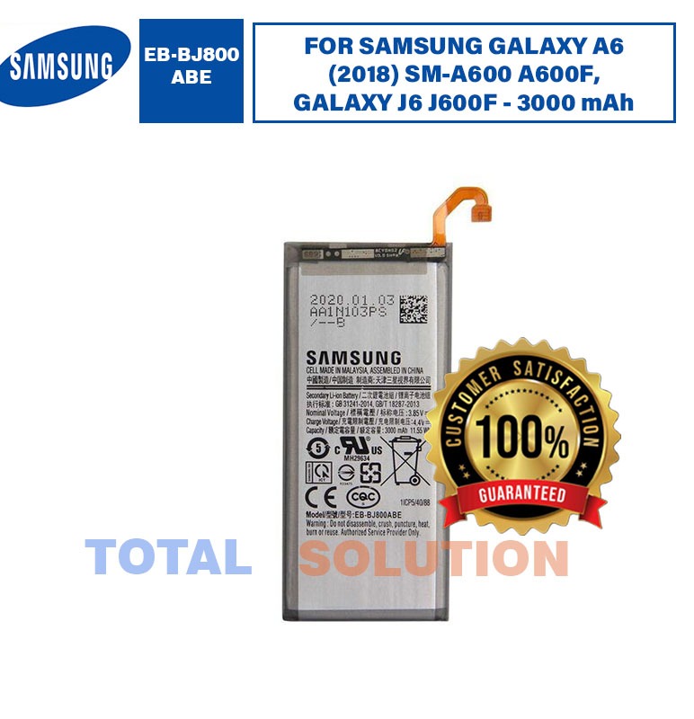 NEW Original Samsung Galaxy On6 (SM-J600GF) / A6 2018 (SM-A600F) Battery EB-BJ800ABE - 3000mAh
