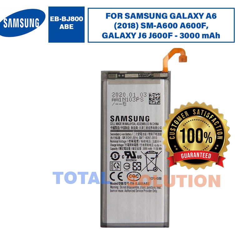 100%ORIGINAL EB-BJ800ABE BATTERY FOR SAMSUNG GALAXY A6 (2018) SM-A600 A600F, GALAXY J6 J600F - 3000 mAh