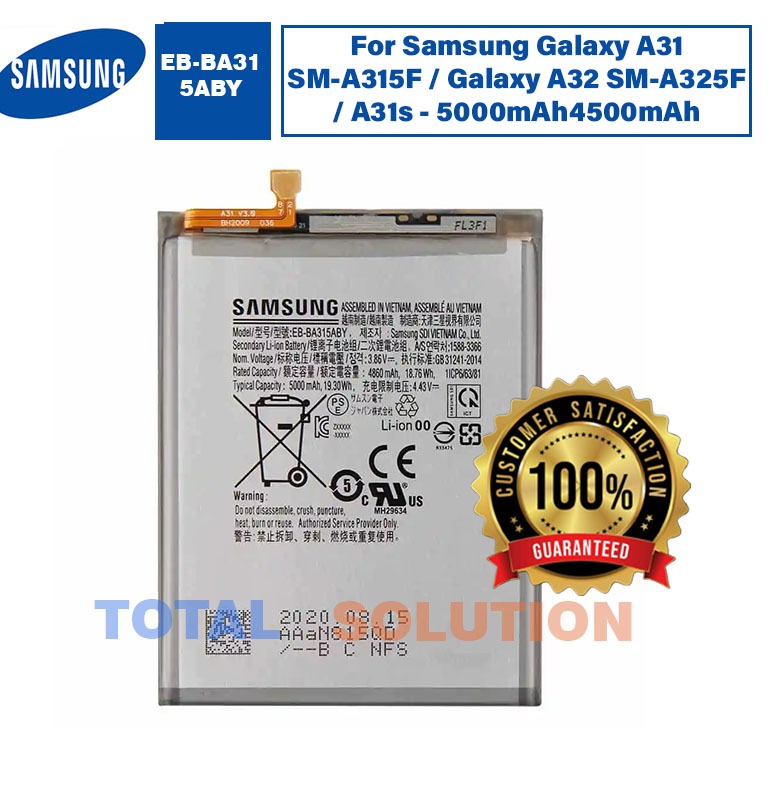 Original Samsung EB-BA315ABY Battery For Samsung Galaxy A31 SM-A315F / Galaxy A32 SM-A325F / A31s - 5000mAh