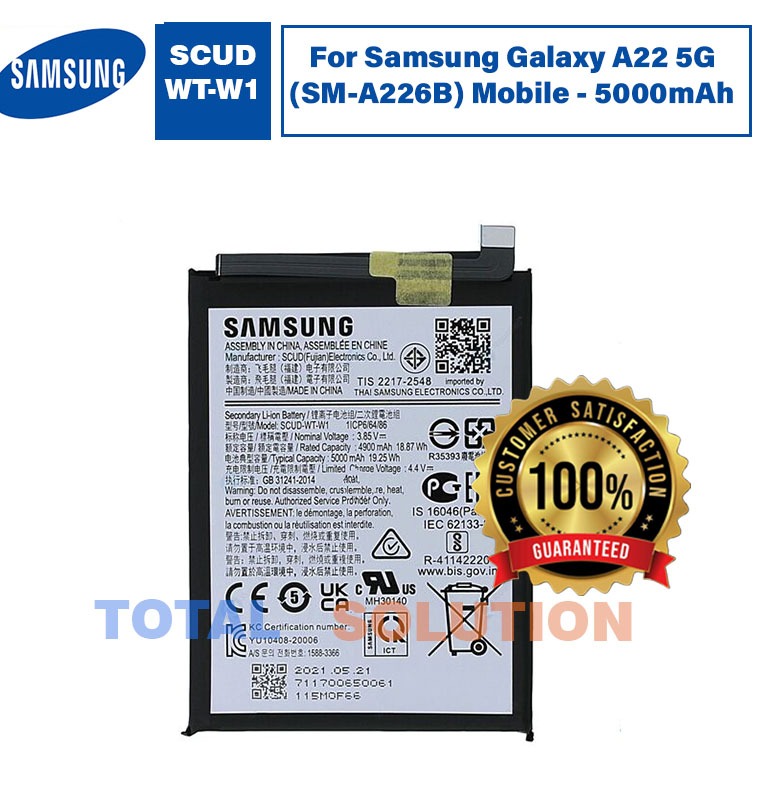 100% Original Brand New Samsung Galaxy A22 5G SCUD WT-W1 GH81-20698A EB-BA226ABY Battery 5000mAh