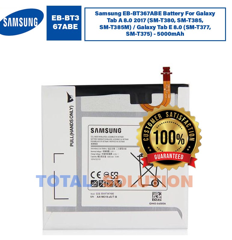 Original Samsung Galaxy Tab A 8.0 2017 (SM-T380, SM-T385, SM-T385M) / Tab E 8.0 (SM-T377, SM-T375) Battery EB-BT367ABE - 5000mAh
