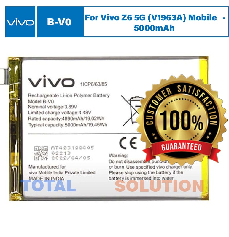 Original Vivo Z6 5G (V1963A) Battery B-V0 BV0 - 5000mAh