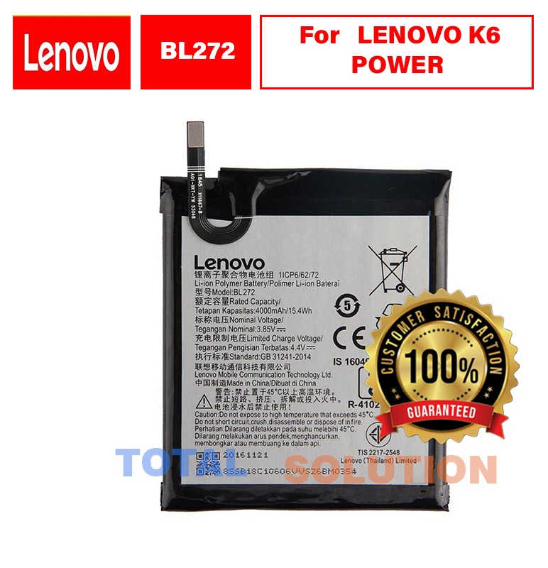 ORIGINAL BL272 BATTERY FOR LENOVO K6 POWER MOBILE WITH 4000mAh