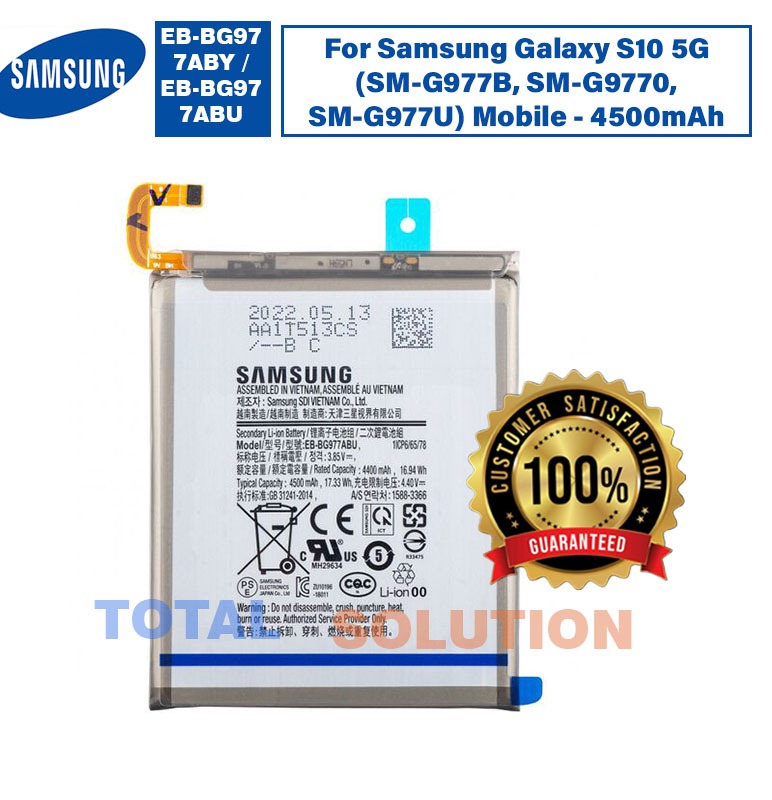 NEW Original Samsung EB-BG977ABY Battery For Samsung Galaxy S10 5G (SM-G977B, SM-G9770, SM-G977U) Mobile - 4500mAh
