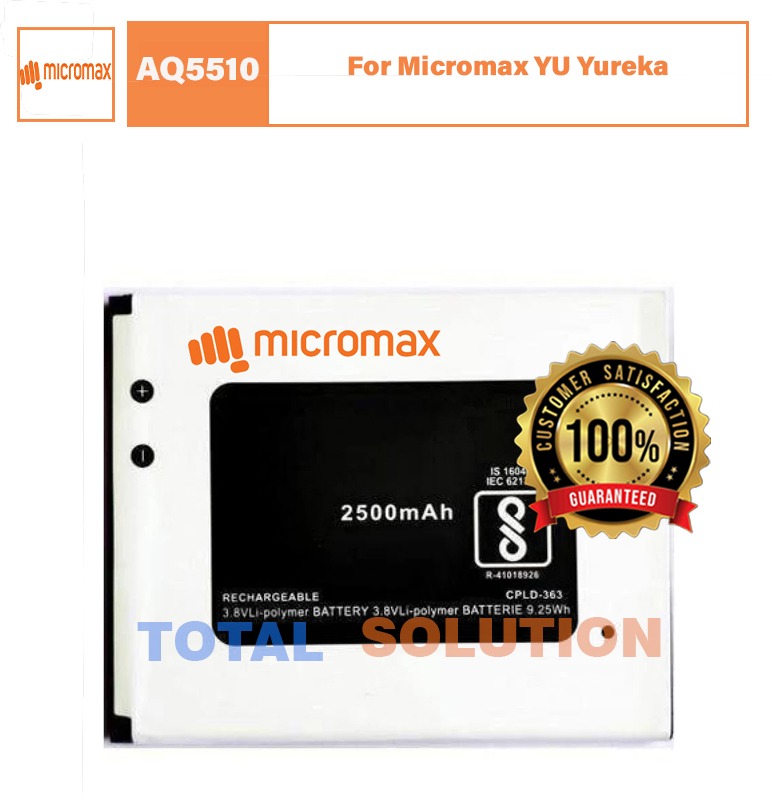 Original Quality Battery For Micromax YU Yureka AQ5510 Mobile with 2500mAh
