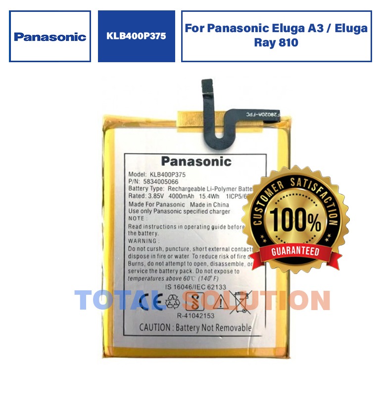Original Panasonic KLB400P375 Battery For Panasonic Eluga A3 / Eluga Ray 810 Mobiles - 4000mAh