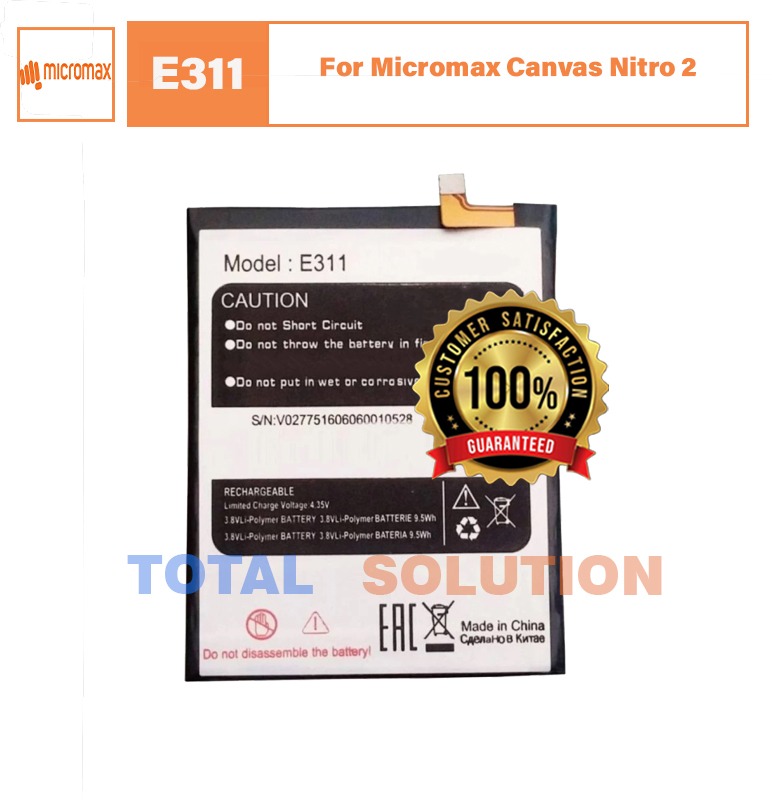 Original Battery For Micromax Canvas Nitro 2 E311 Mobile With 2500mAh