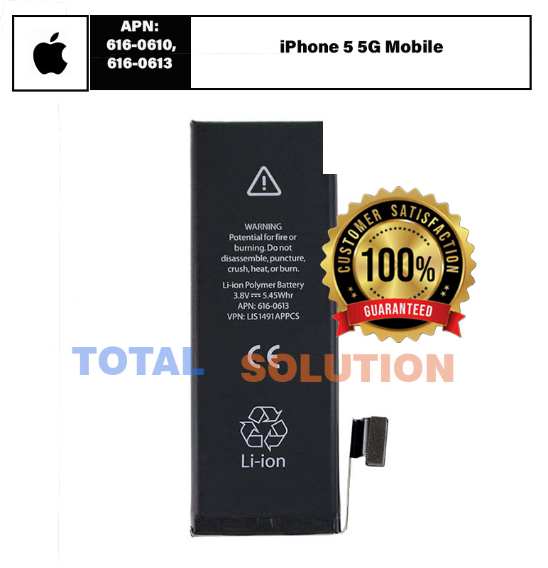 100% Original  iPhone Battery APN: 616-0610, 616-0613  For iPhone 5 5G Mobile With 1440mAh